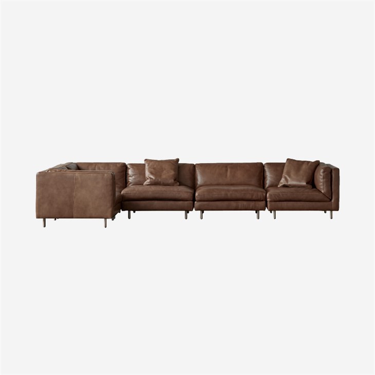 L-shaped Modular Brown Sofa